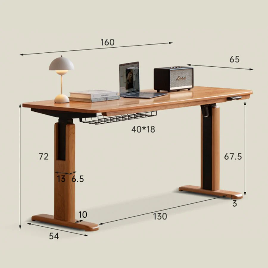 Prunus Solid Cherry Electric Height Adjustable Computer Desk - Image 8