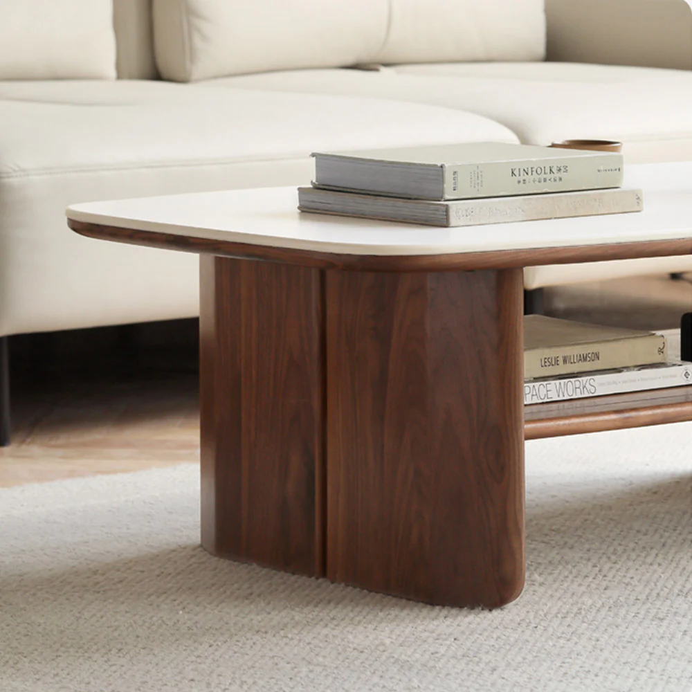 Riano Natural Solid Walnut Coffee Table with Ceramic Top - Image 10
