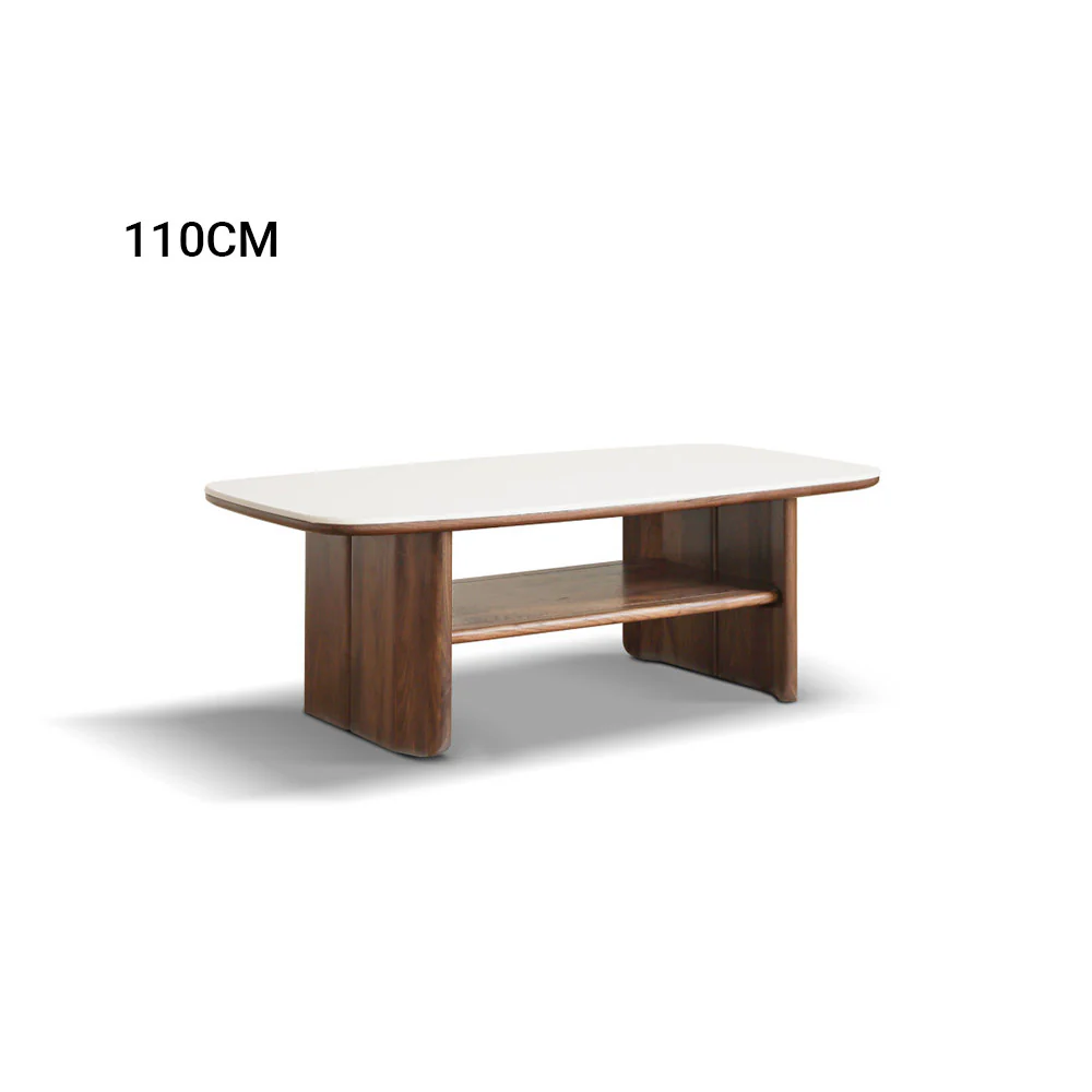 Riano Natural Solid Walnut Coffee Table with Ceramic Top - Image 11