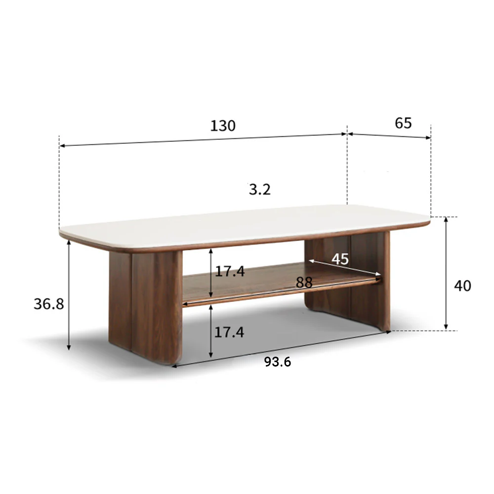 Riano Natural Solid Walnut Coffee Table with Ceramic Top - Image 15