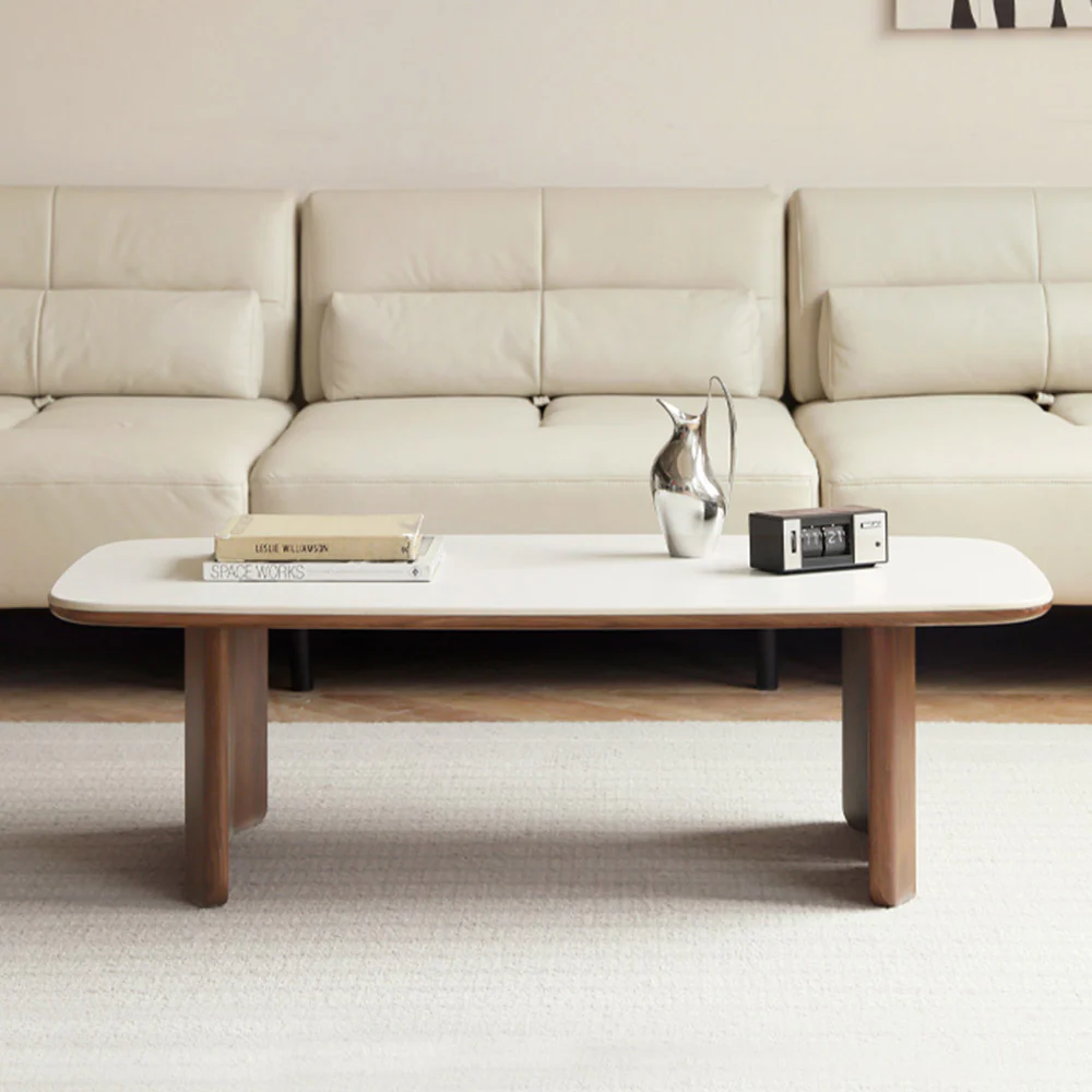 Riano Natural Solid Walnut Coffee Table with Ceramic Top - Image 5