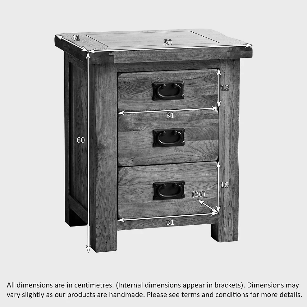 Rustic Country Solid Oak Bedside Table - Image 4