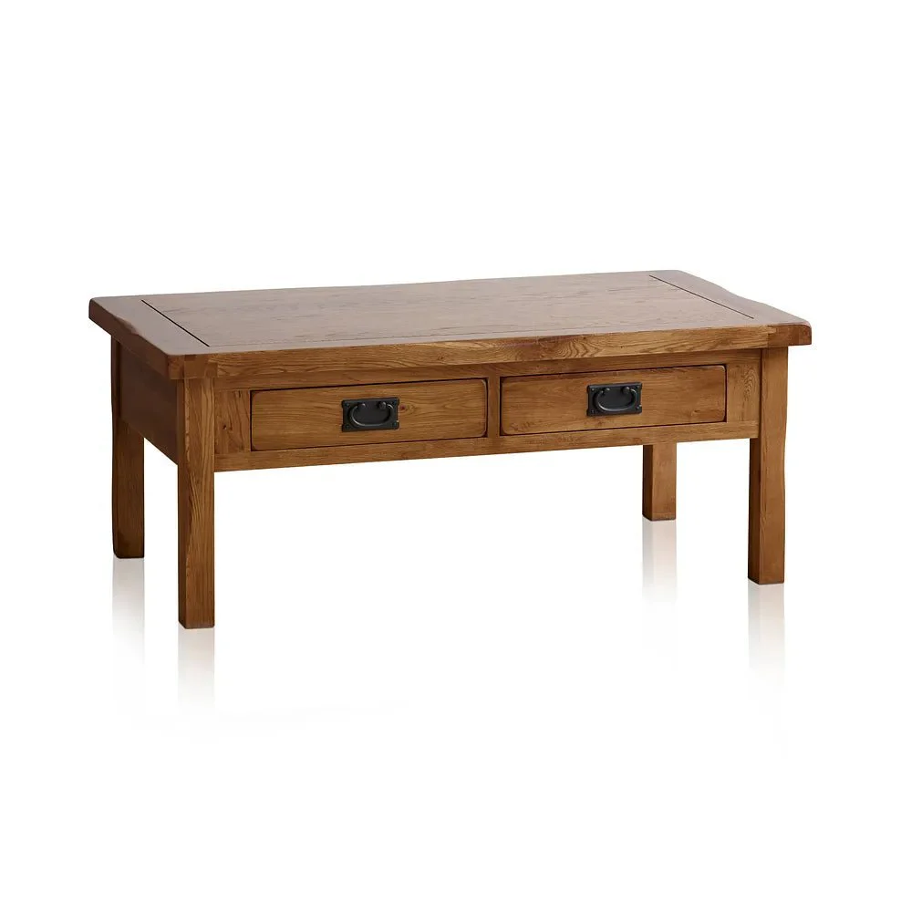 Rustic Country Solid Oak Coffee Table - Image 3