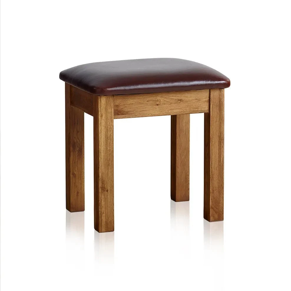 Rustic Country Solid Oak Dressing Stool - Image 3
