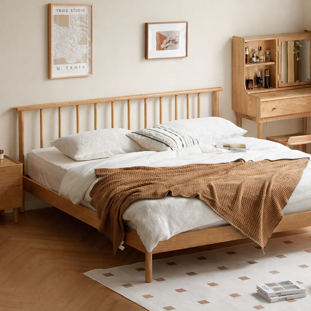 Salos Natural Solid Oak Bed Frame - Image 4