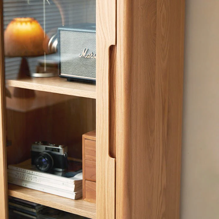 Seattle Natural Solid Oak Slim Display Cabinet - Image 7