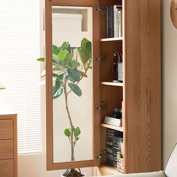 Seattle Natural Solid Oak Slim Display Cabinet - Image 9