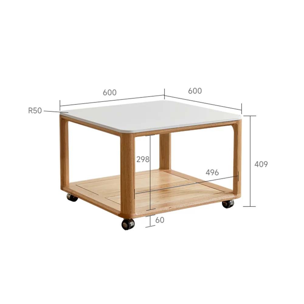 Serrada Natural Solid Oak Movable Coffee Table - Image 7