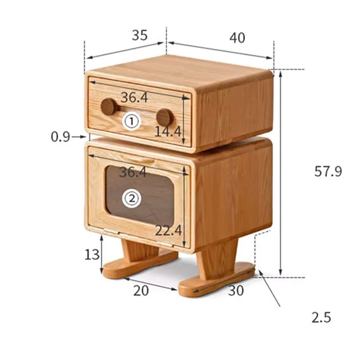 Urban Kidz Natural Solid Oak Robot Design Side Table - Image 10