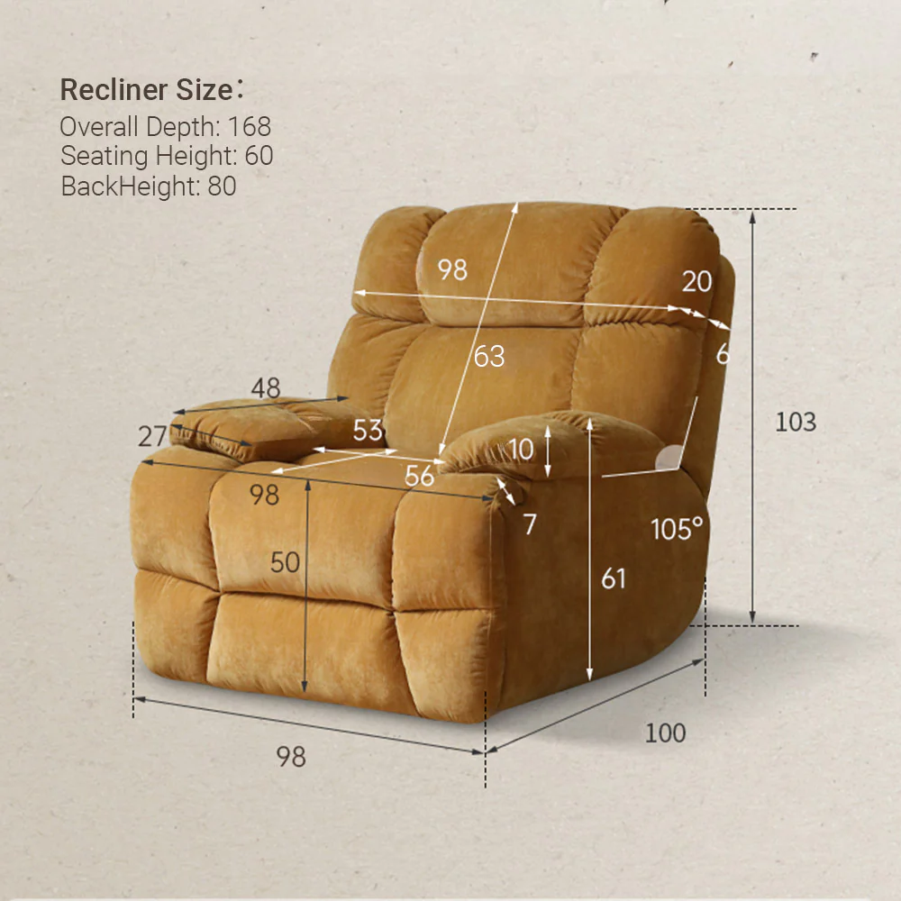 Vacone Chenille Recliner Sofa - Image 12