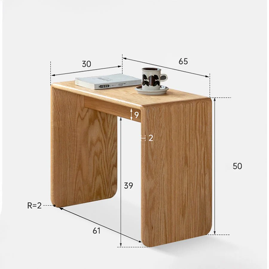 Valencia Solid Oak C-Shape Side Table - Image 12