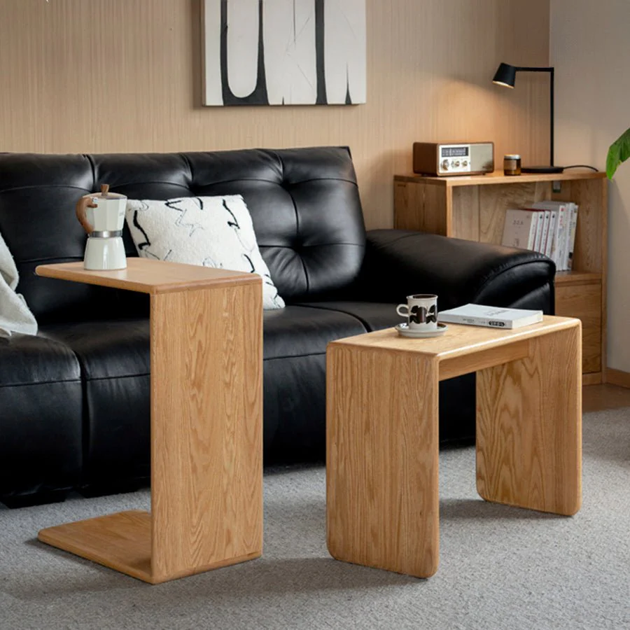 Valencia Solid Oak C-Shape Side Table - Image 2