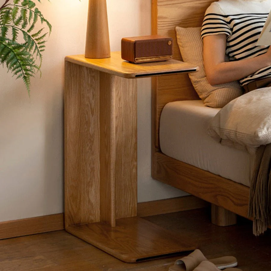 Valencia Solid Oak C-Shape Side Table - Image 3