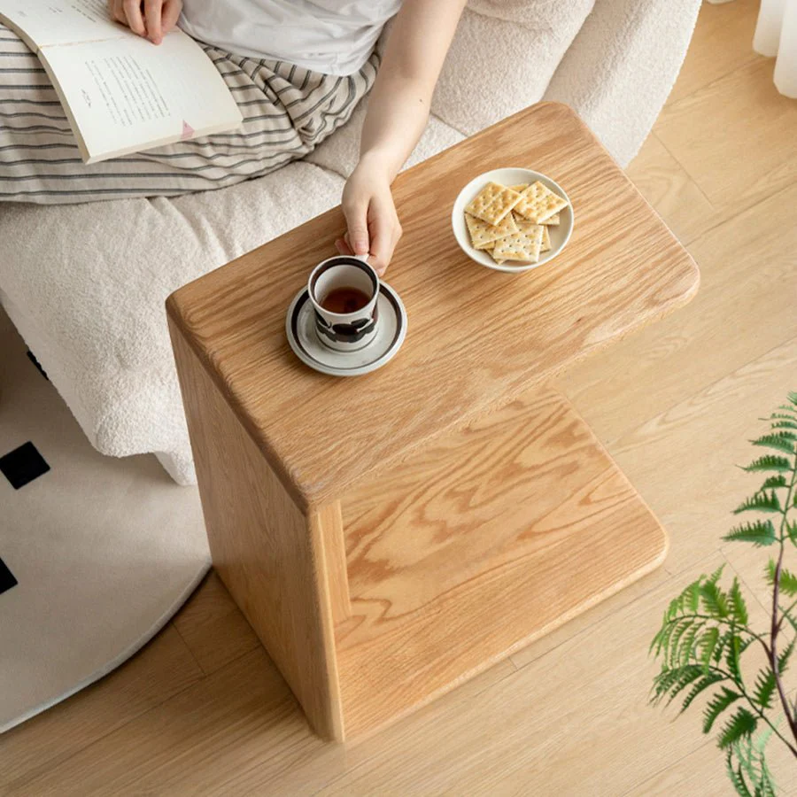 Valencia Solid Oak C-Shape Side Table - Image 6