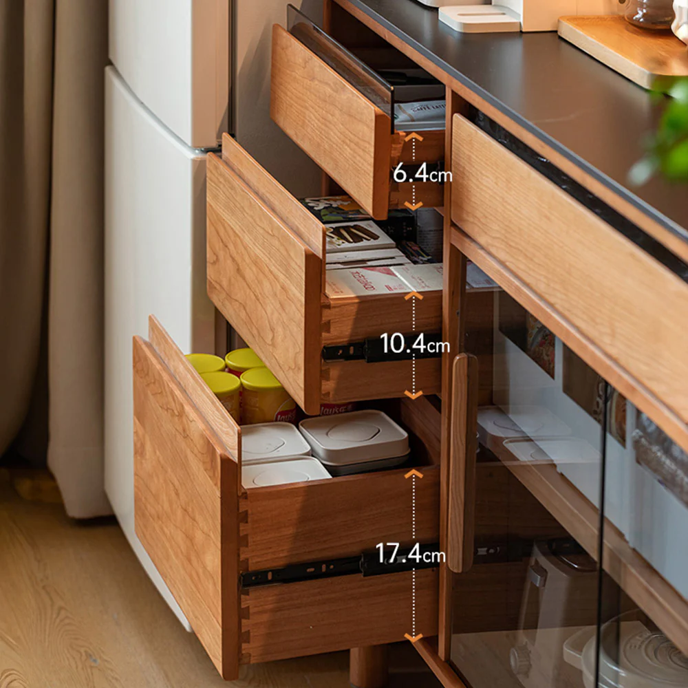 Veroli Natural Solid Cherry Sideboard with Hutch Dresser Top - Image 10