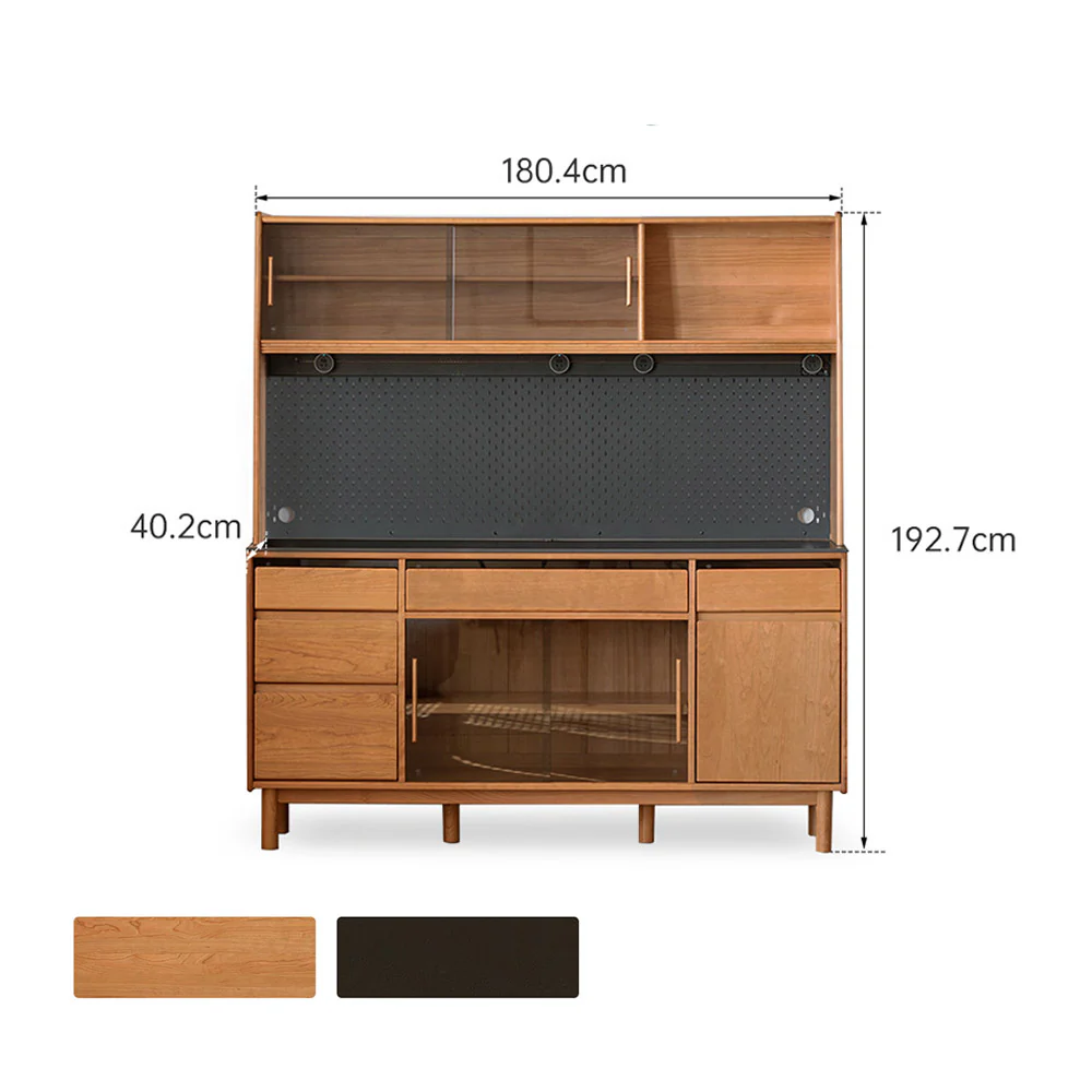 Veroli Natural Solid Cherry Sideboard with Hutch Dresser Top - Image 13