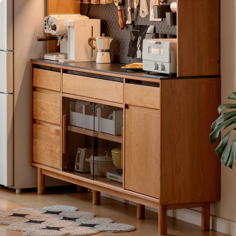 Veroli Natural Solid Cherry Sideboard with Hutch Dresser Top - Image 7