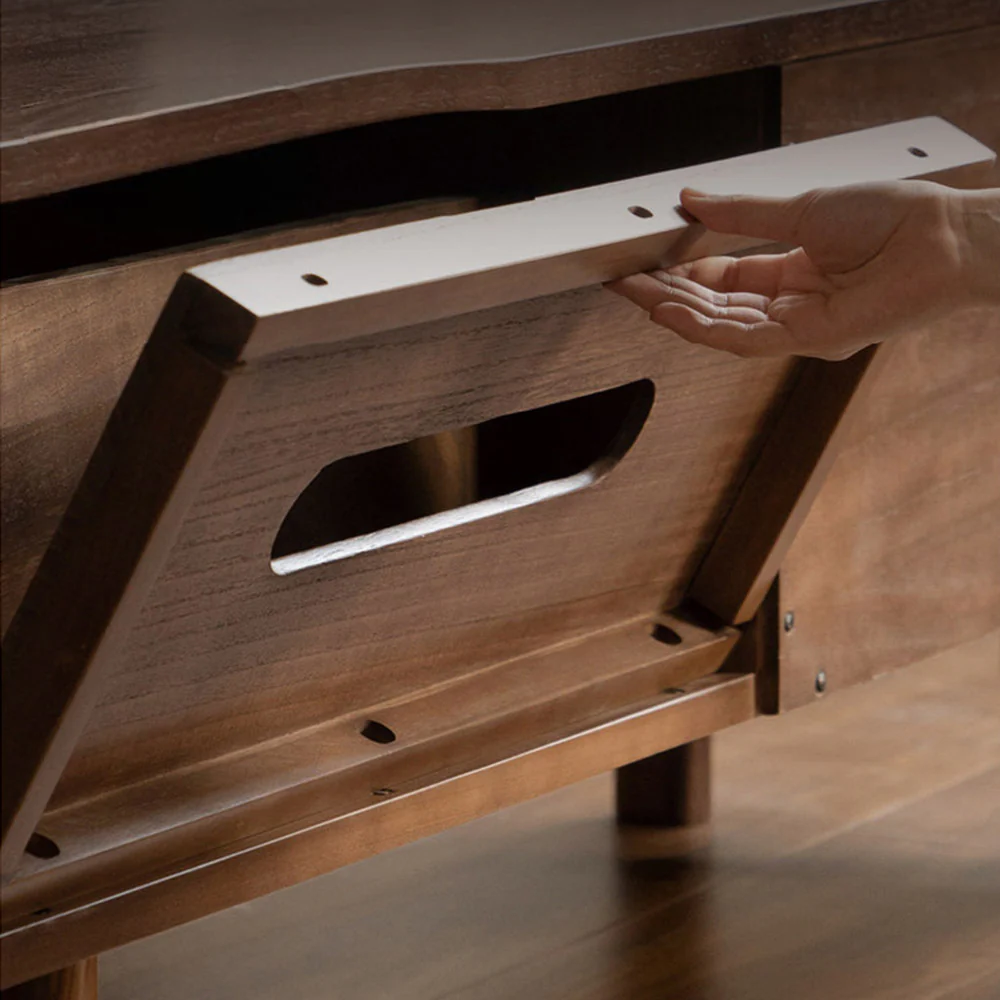 Viano Natural Solid Walnut Entertainment Unit - Image 11